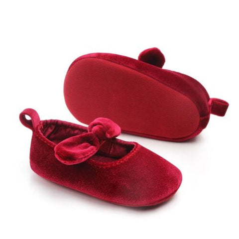 0-18M Princess Newborn Infant Baby Girls Shoes Velvet Red Christmas Baby Shoes Bow First Walkers