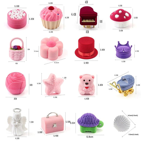 Lovely Velvet Jewelry Box Container Wedding Ring Box for Earrings Necklace Bracelet Display Gift Box Holder 16 styles