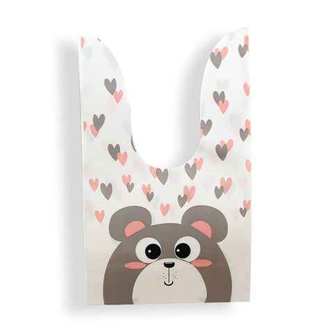 10/50pcs/lot Cute Rabbit Ear Bags Cookie Plastic Bags&amp;Candy Gift Bags For Biscuits Snack Baking Package And Event Party Supplies