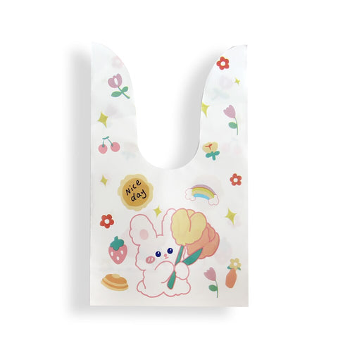 10/50pcs/lot Cute Rabbit Ear Bags Cookie Plastic Bags&amp;Candy Gift Bags For Biscuits Snack Baking Package And Event Party Supplies