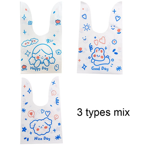 10/50pcs/lot Cute Rabbit Ear Bags Cookie Plastic Bags&amp;Candy Gift Bags For Biscuits Snack Baking Package And Event Party Supplies