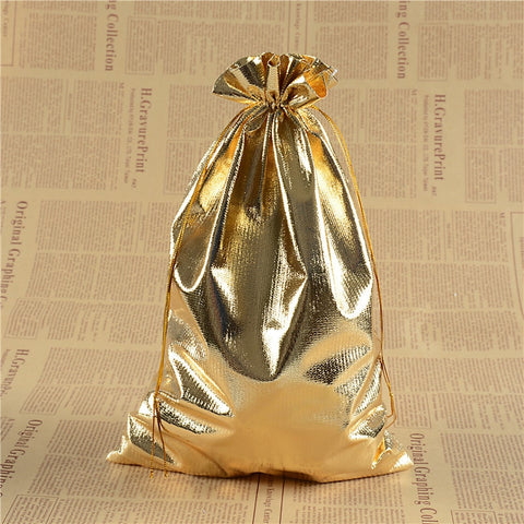 10Pcs/lot Gold/sliver Gift Bags Jewelry Bag Wedding Party Decor Drawable Bags Gift Pouches Jewelry Packaging with Candy Bags