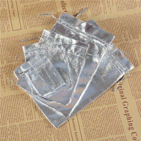 10Pcs/lot Gold/sliver Gift Bags Jewelry Bag Wedding Party Decor Drawable Bags Gift Pouches Jewelry Packaging with Candy Bags
