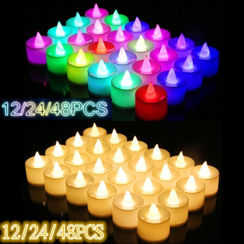 12/24/48pcs Flameless LED Tealight Tea Candles Wedding Light Romantic Candles Lights for  Birthday Party Wedding Decorations