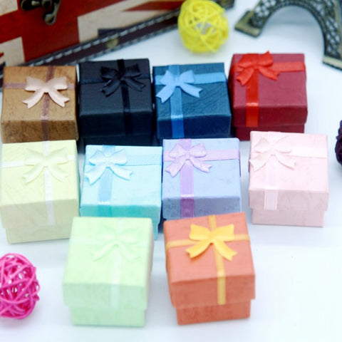 1PCS Fashion Ribbon Jewelry Box  Multi Colors Ring Earrings Pendant 4x4x3cm Display Packaging Gift