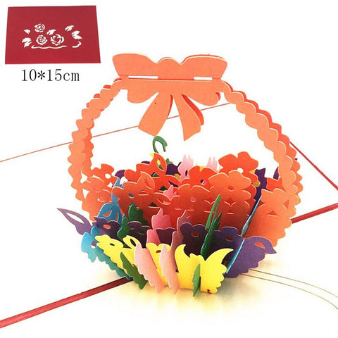 1pcs 3D Pop Up Greeting Cards With Envelope Laser Cut Post Card For Birthday Christmas Valentine' Day Party Wedding Decoration
