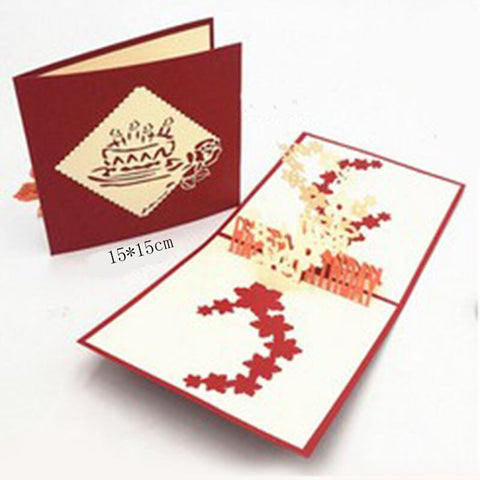 1pcs 3D Pop Up Greeting Cards With Envelope Laser Cut Post Card For Birthday Christmas Valentine' Day Party Wedding Decoration