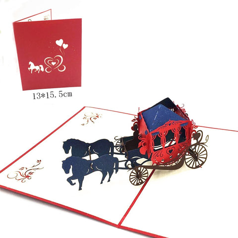 1pcs 3D Pop Up Greeting Cards With Envelope Laser Cut Post Card For Birthday Christmas Valentine' Day Party Wedding Decoration