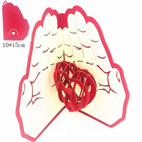 1pcs 3D Pop Up Greeting Cards With Envelope Laser Cut Post Card For Birthday Christmas Valentine' Day Party Wedding Decoration