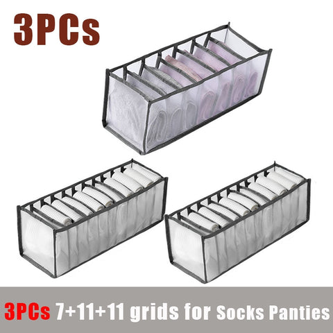 2/3PCs Underwear Drawer Organizer Storage Box Foldable Closet Organizers Drawer Divider Storage Boxes for Underpants Socks Bra