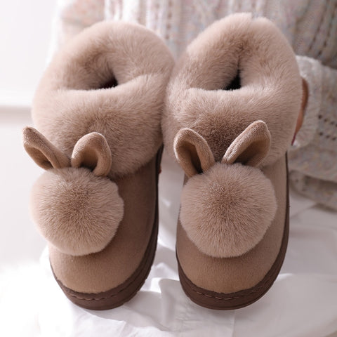 New Fashion Autumn Winter Cotton Slippers Rabbit Ear Home Indoor Slippers Winter Warm Shoes Womens Cute Plus Plush Slippers