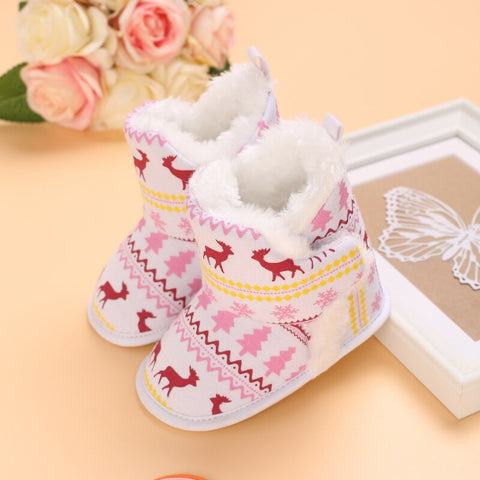 Christmas Newborn Baby Shoes Boys Girls Toddler First Walkers Soft Bottom Infant Flats Warm Snow Boots 0-18Months