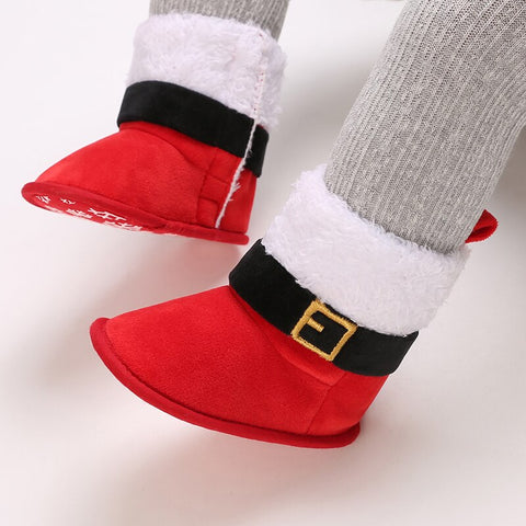 Christmas Newborn Baby Shoes Boys Girls Toddler First Walkers Soft Bottom Infant Flats Warm Snow Boots 0-18Months