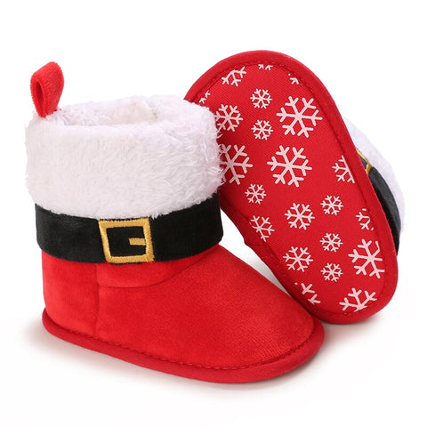 Christmas Newborn Baby Shoes Boys Girls Toddler First Walkers Soft Bottom Infant Flats Warm Snow Boots 0-18Months