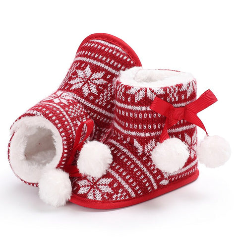 Christmas Newborn Baby Shoes Boys Girls Toddler First Walkers Soft Bottom Infant Flats Warm Snow Boots 0-18Months