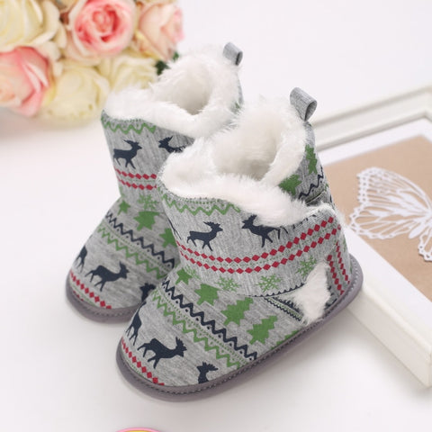 Christmas Newborn Baby Shoes Boys Girls Toddler First Walkers Soft Bottom Infant Flats Warm Snow Boots 0-18Months