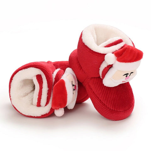 Christmas Newborn Baby Shoes Boys Girls Toddler First Walkers Soft Bottom Infant Flats Warm Snow Boots 0-18Months