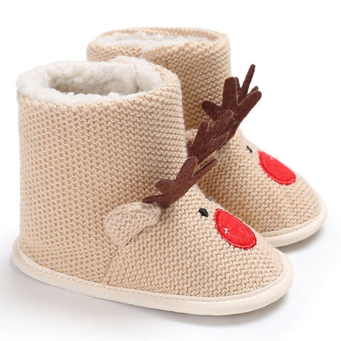 Christmas Newborn Baby Shoes Boys Girls Toddler First Walkers Soft Bottom Infant Flats Warm Snow Boots 0-18Months