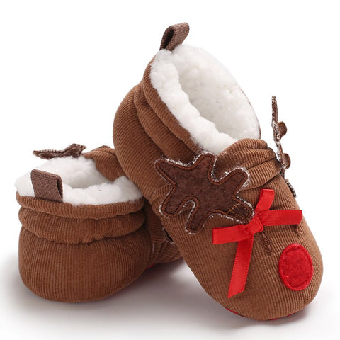 Christmas Newborn Baby Shoes Boys Girls Toddler First Walkers Soft Bottom Infant Flats Warm Snow Boots 0-18Months