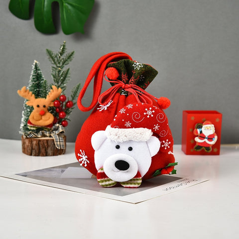 2022 New Christmas  Santa Sack Children Xmas Gifts Candy Stocking Bag Exquisite Santa Claus Printed Linen Christmas Candy Bag