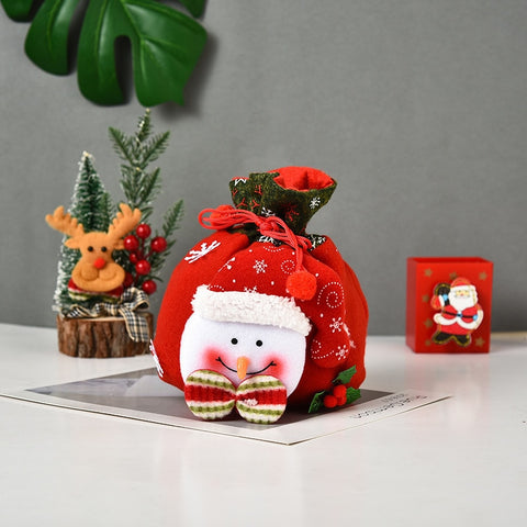 2022 New Christmas  Santa Sack Children Xmas Gifts Candy Stocking Bag Exquisite Santa Claus Printed Linen Christmas Candy Bag