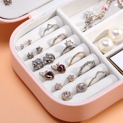 2022 Portable Jewelry Box Jewelry Organizer Display Travel Jewelry Case Boxes Button Leather Storage Zipper Jewelers Joyero