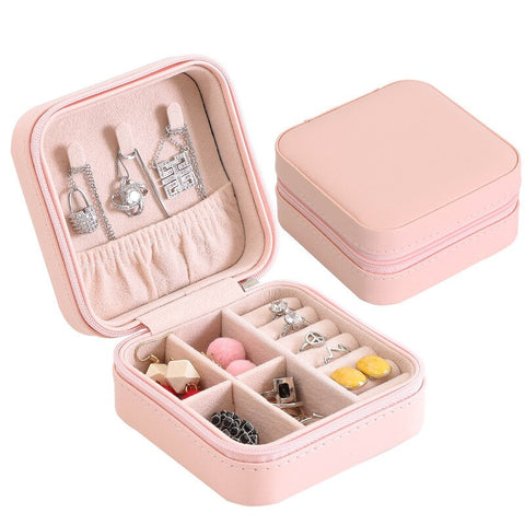 2022 Portable Jewelry Box Jewelry Organizer Display Travel Jewelry Case Boxes Button Leather Storage Zipper Jewelers Joyero