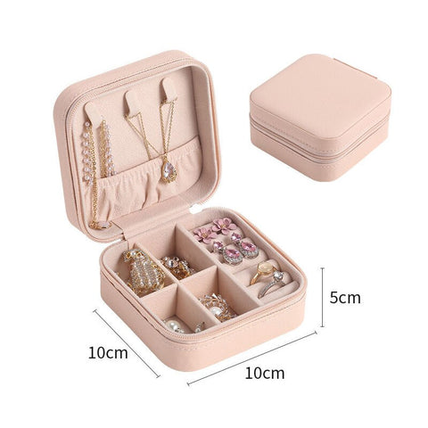 2022 Portable Jewelry Box Jewelry Organizer Display Travel Jewelry Case Boxes Button Leather Storage Zipper Jewelers Joyero