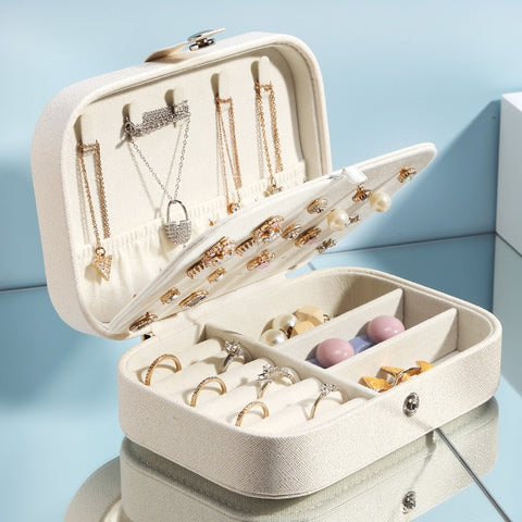 2022 Portable Jewelry Box Jewelry Organizer Display Travel Jewelry Case Boxes Button Leather Storage Zipper Jewelers Joyero