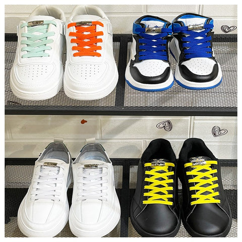 2022 Press Lock Shoelaces without ties Elastic Laces Sneaker 8MM Widened Flat No Tie Shoe laces Kids Adult Shoelace for Shoes
