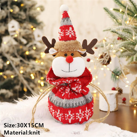 2022 Santa Velvet Gift Bags Christmas Apple Candy Bag Christmas Decorations for Home Navidad Noel Xmas Ornaments New Year 2023