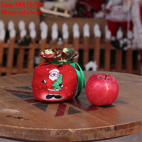 2022 Santa Velvet Gift Bags Christmas Apple Candy Bag Christmas Decorations for Home Navidad Noel Xmas Ornaments New Year 2023