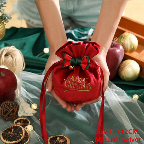 2022 Santa Velvet Gift Bags Christmas Apple Candy Bag Christmas Decorations for Home Navidad Noel Xmas Ornaments New Year 2023
