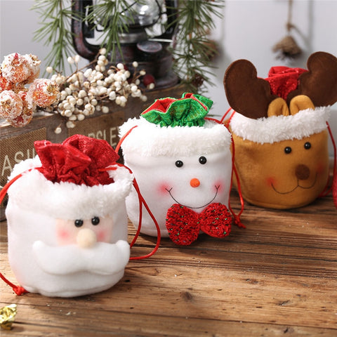 2022 Santa Velvet Gift Bags Christmas Apple Candy Bag Christmas Decorations for Home Navidad Noel Xmas Ornaments New Year 2023