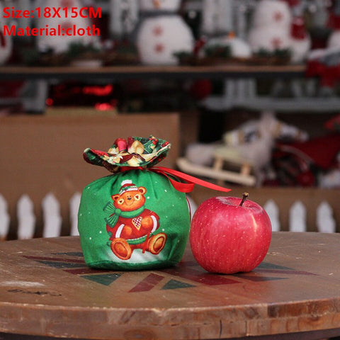 2022 Santa Velvet Gift Bags Christmas Apple Candy Bag Christmas Decorations for Home Navidad Noel Xmas Ornaments New Year 2023