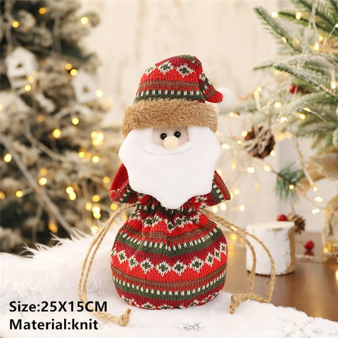 2022 Santa Velvet Gift Bags Christmas Apple Candy Bag Christmas Decorations for Home Navidad Noel Xmas Ornaments New Year 2023
