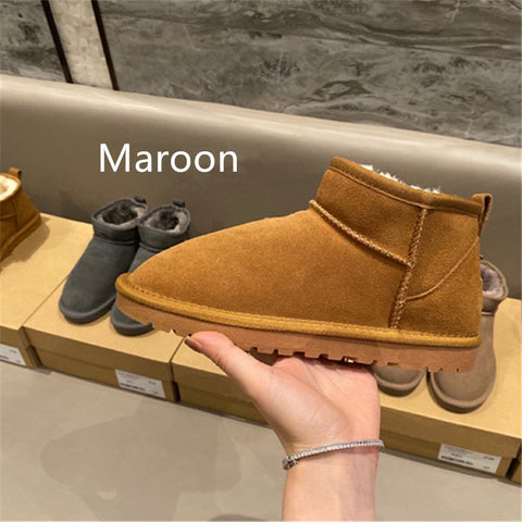 2022 Winter Boots Fur Ladies Snow Boots Real Sheepskin Wool Man and Women Winter Short Boots Low-cut Warm Fur Shoes