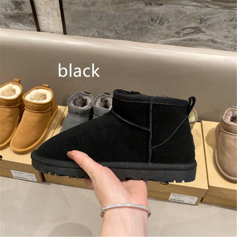 2022 Winter Boots Fur Ladies Snow Boots Real Sheepskin Wool Man and Women Winter Short Boots Low-cut Warm Fur Shoes