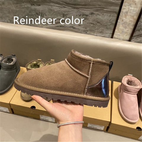 2022 Winter Boots Fur Ladies Snow Boots Real Sheepskin Wool Man and Women Winter Short Boots Low-cut Warm Fur Shoes