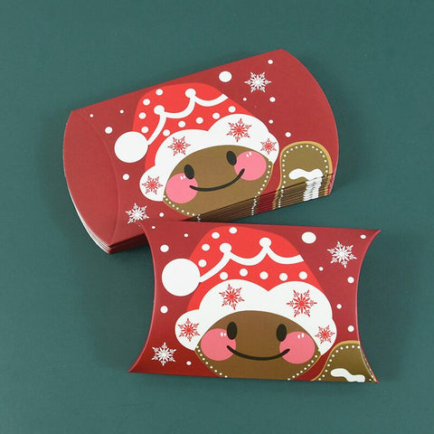 24/12pcs Christmas Pillow Shape Candy Box Merry Christmas Kraft Paper Gift Box Packging Kids Favors Happy New Year Navidad 2023