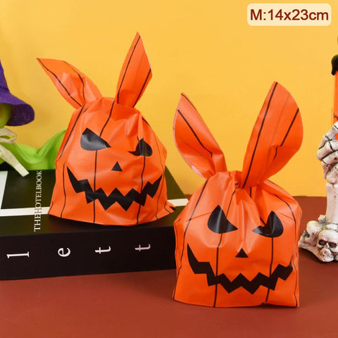25/50pcs Halloween Candy Bags Pumpkin Bat Snack Biscuit Gift Bag Trick or Treat Kids Favors Halloween Party Decoration Supplies