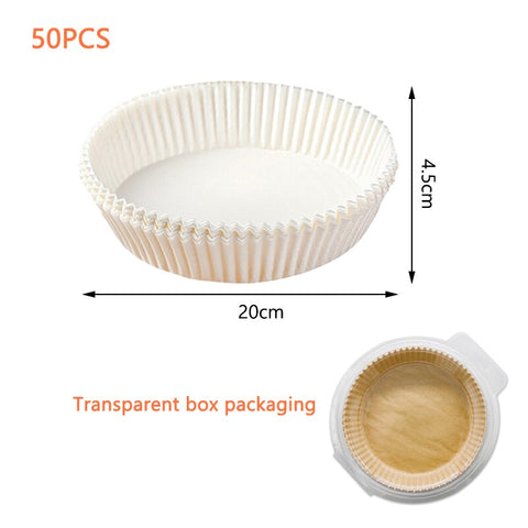 30/50/100PCS Air Fryer Disposable Paper Liner 6.3 Inch/ 7.9 Inch Non-Stick Baking Paper Food Grade Parchment Paper Oil-Proof