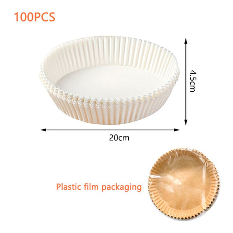 30/50/100PCS Air Fryer Disposable Paper Liner 6.3 Inch/ 7.9 Inch Non-Stick Baking Paper Food Grade Parchment Paper Oil-Proof