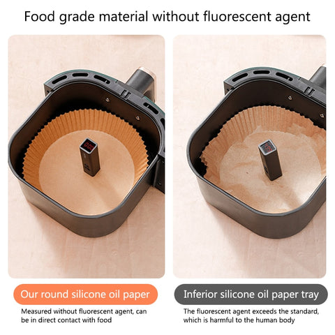 30/50/100PCS Air Fryer Disposable Paper Liner 6.3 Inch/ 7.9 Inch Non-Stick Baking Paper Food Grade Parchment Paper Oil-Proof