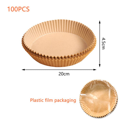 30/50/100PCS Air Fryer Disposable Paper Liner 6.3 Inch/ 7.9 Inch Non-Stick Baking Paper Food Grade Parchment Paper Oil-Proof