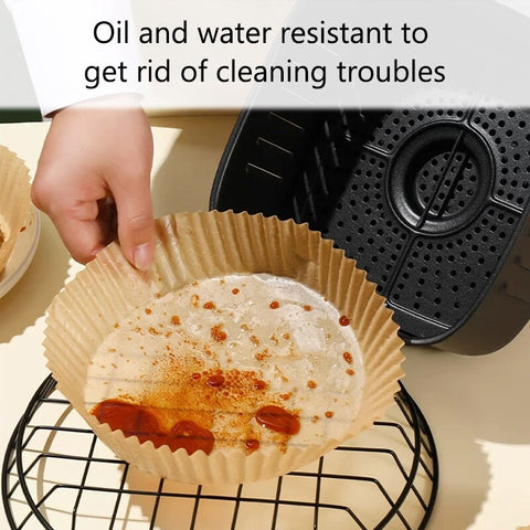 30/50/100PCS Air Fryer Disposable Paper Liner 6.3 Inch/ 7.9 Inch Non-Stick Baking Paper Food Grade Parchment Paper Oil-Proof