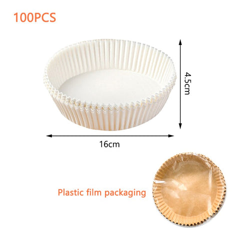 30/50/100PCS Air Fryer Disposable Paper Liner 6.3 Inch/ 7.9 Inch Non-Stick Baking Paper Food Grade Parchment Paper Oil-Proof