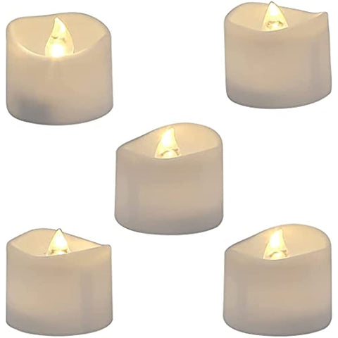 Flameless Tea Lights Candles, Last 5days Longer Battery Operated LED Votive Candles, 12 pcs Flickering Tealights with Warm White Light for Wedding, Valentine's Day, Halloween, Christmas