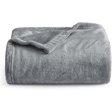 Fleece Blankets Twin Size Grey - 300GSM Lightweight Plush Fuzzy Cozy Soft Twin Blanket for Bed, Sofa, Couch, Travel, Camping, 60x80 inches