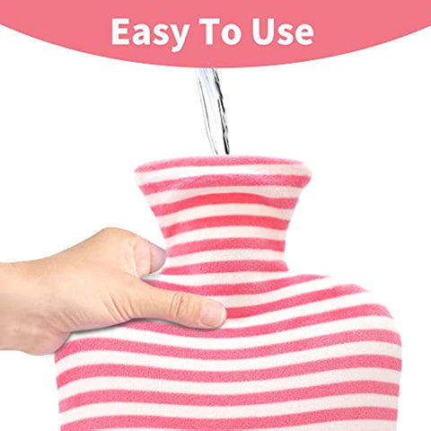 Hot Water Bottle 2L Hot Water Bag with Cover Pink